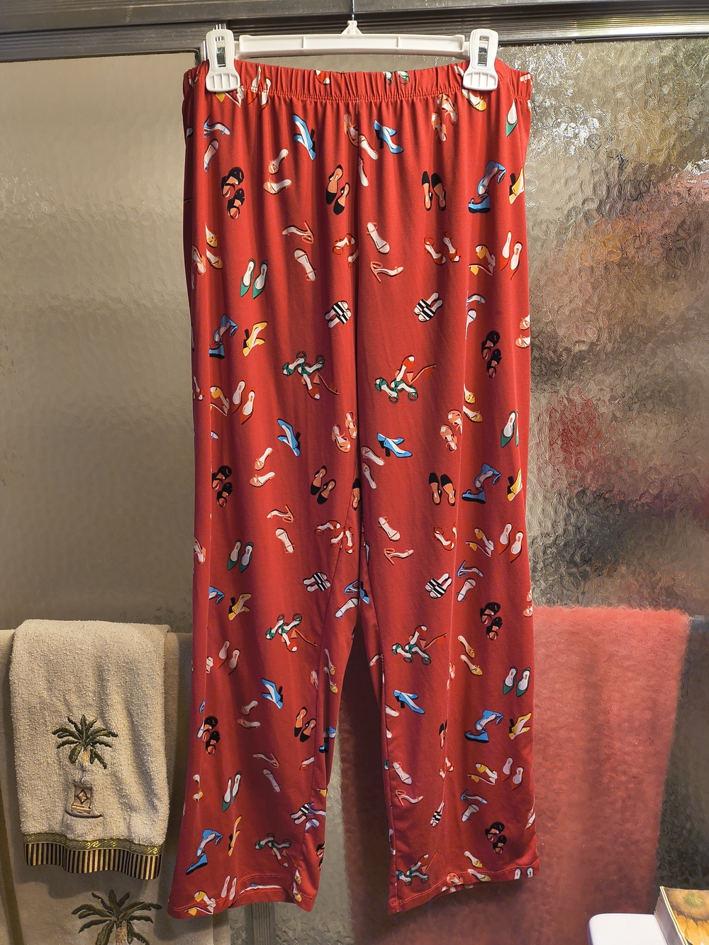 Kate Spade Bright Pink Pajama Pants with Multicolor Shoe Motif Size L